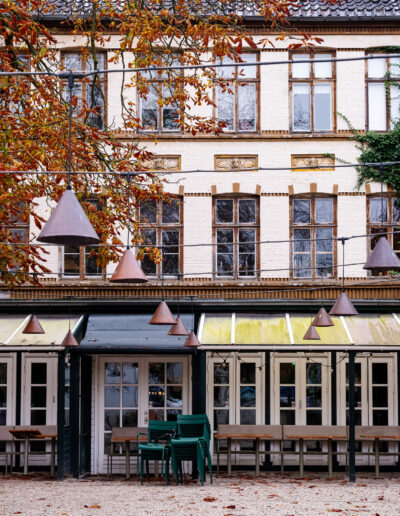 courtyard and outdoor seating area of the Hotel Sanders in Copenhagen, Denmark