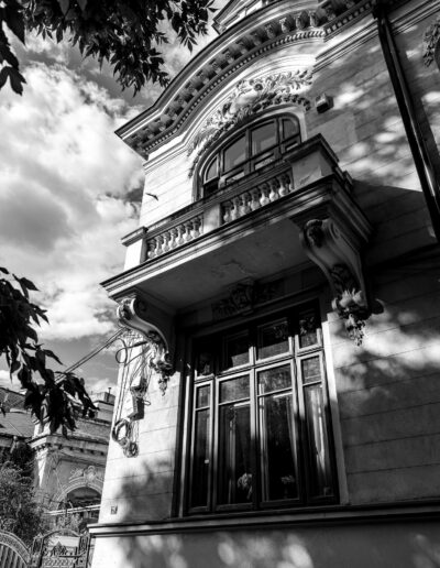 Art Nouveau architectural detail in Bucharest, Romania